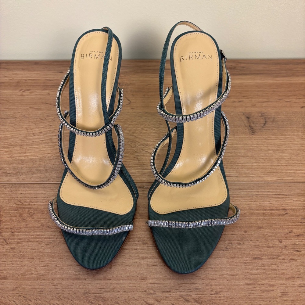 ALEXANDRE BIRMAN Sally Zircone Sandal Heel Emerald Green Women Size 39.5 Formal - Picture 5 of 14